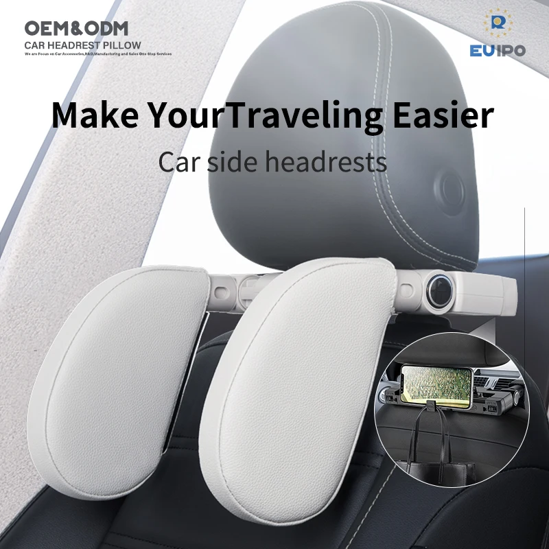 Pulsora Car Headrest Adjustable Pillow Leather