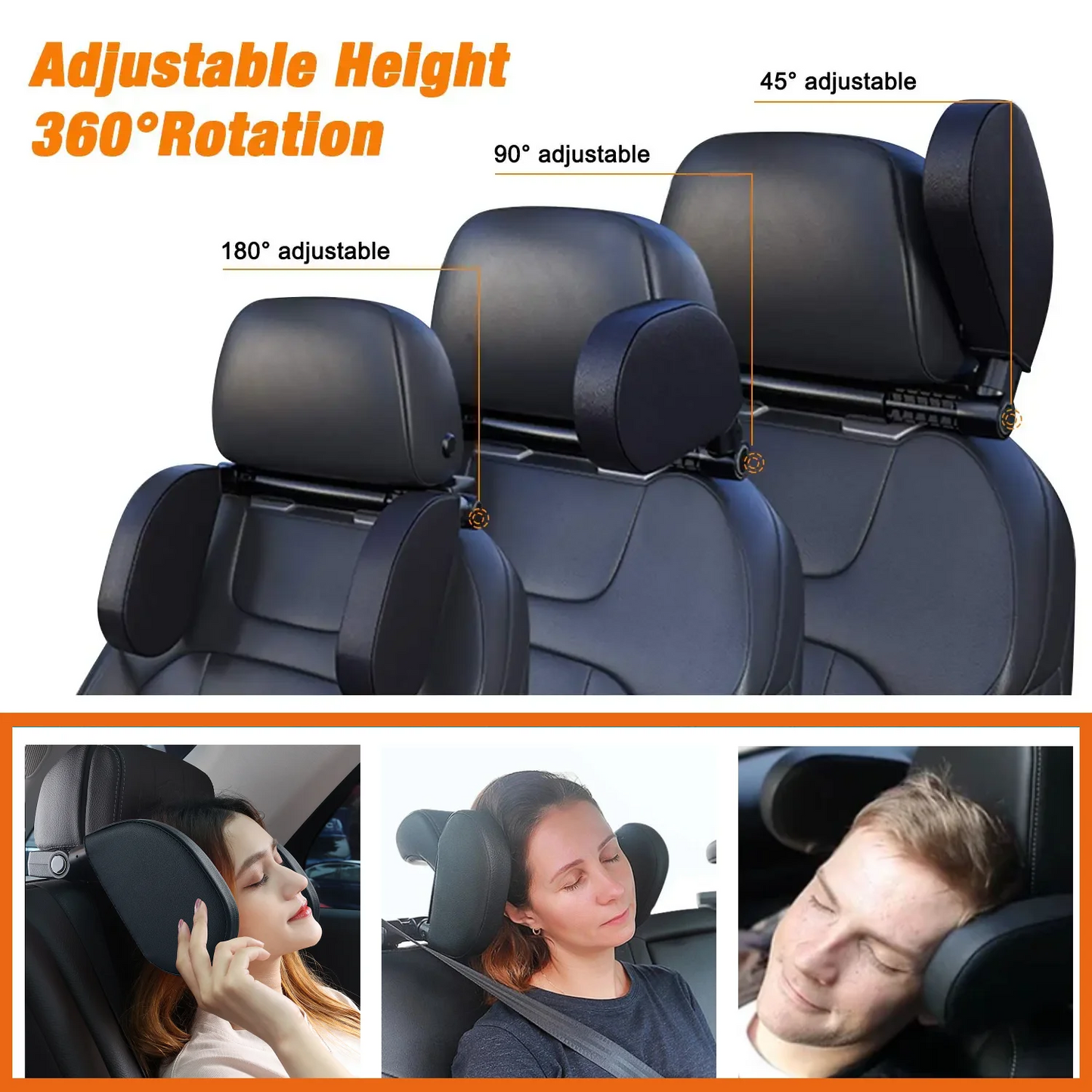 Pulsora Car Headrest Adjustable Pillow Leather