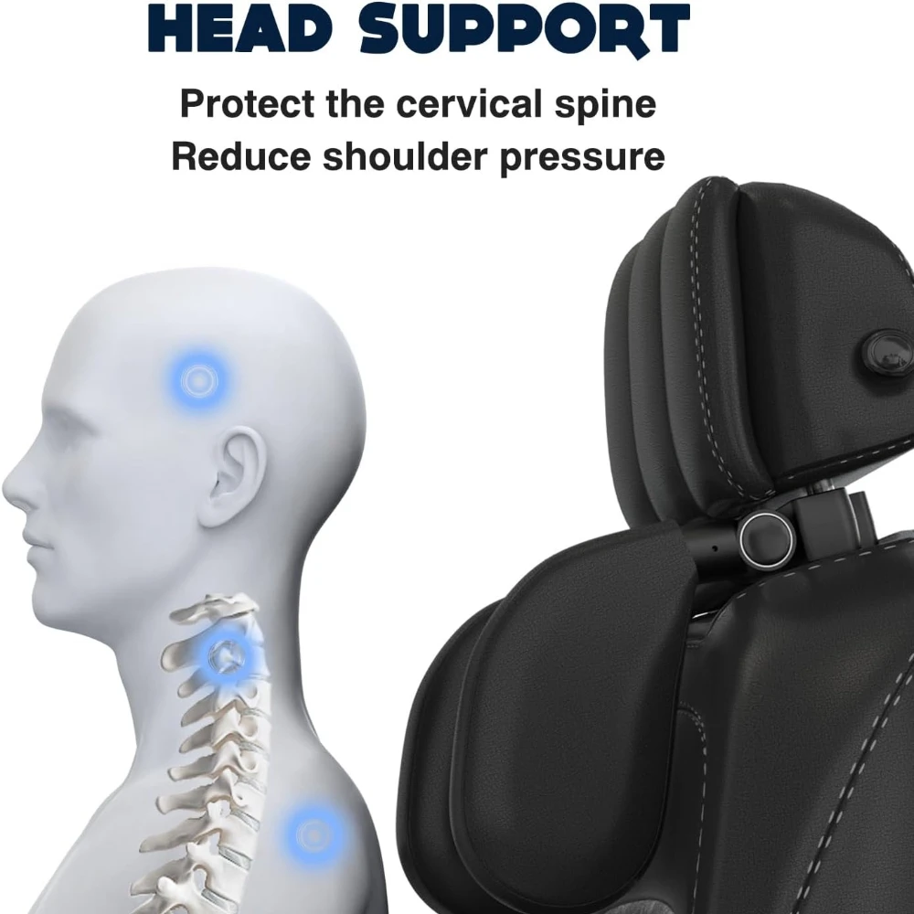 Pulsora Car Headrest Adjustable Pillow Leather