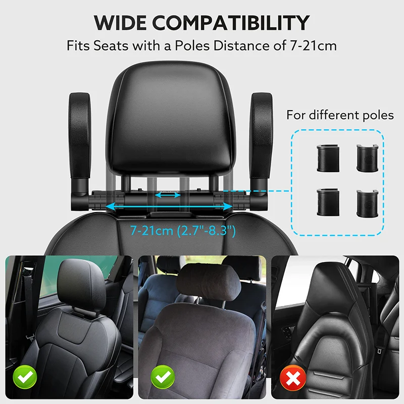 Pulsora Car Headrest Adjustable Pillow Leather