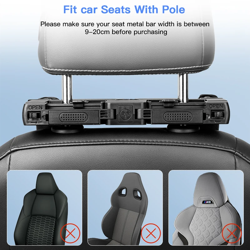 Pulsora Car Headrest Adjustable Pillow Leather