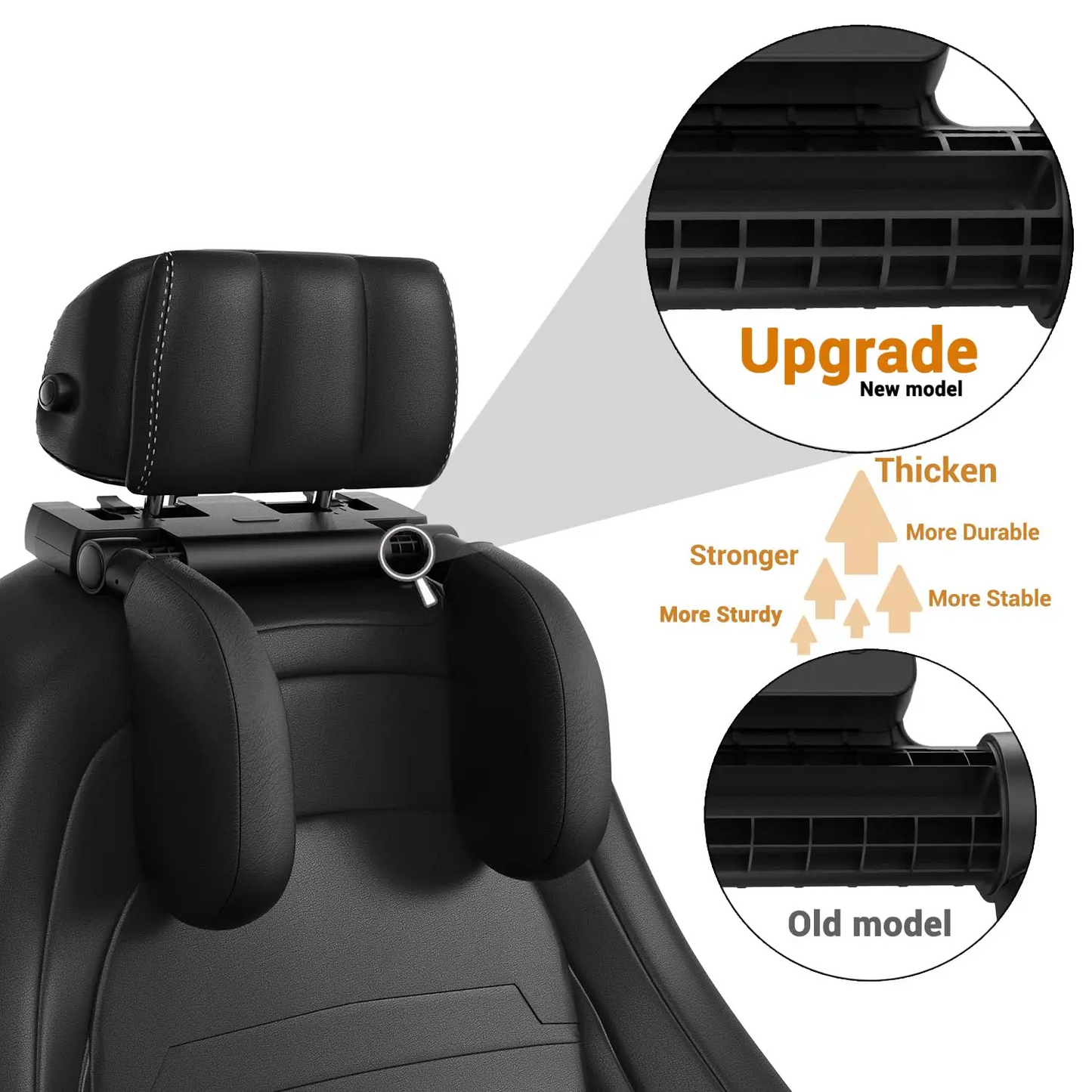 Pulsora Car Headrest Adjustable Pillow Leather