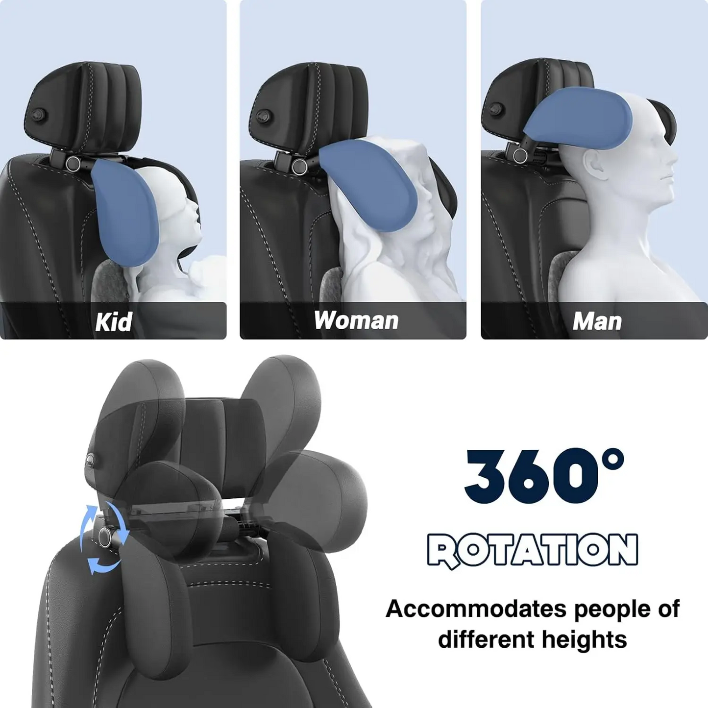 Pulsora Car Headrest Adjustable Pillow Leather