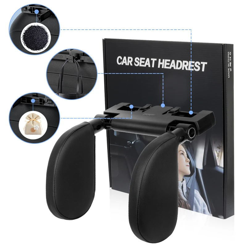 Pulsora Car Headrest Adjustable Pillow Leather